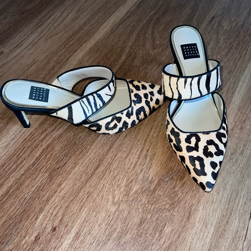 White House Black Market Fur Hills Cheetah Print Size 6